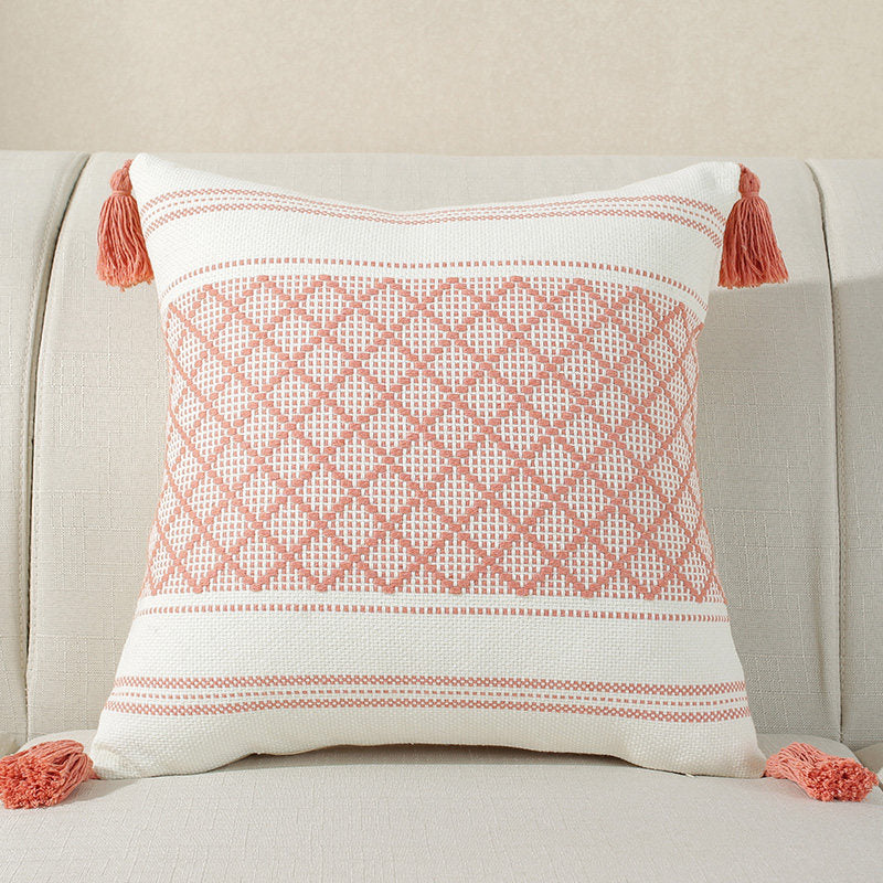 Cotton Linen Decorative Pillow and Lumbar Support Cushion