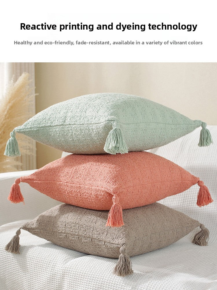 Cotton Linen Decorative Pillow and Lumbar Support Cushion