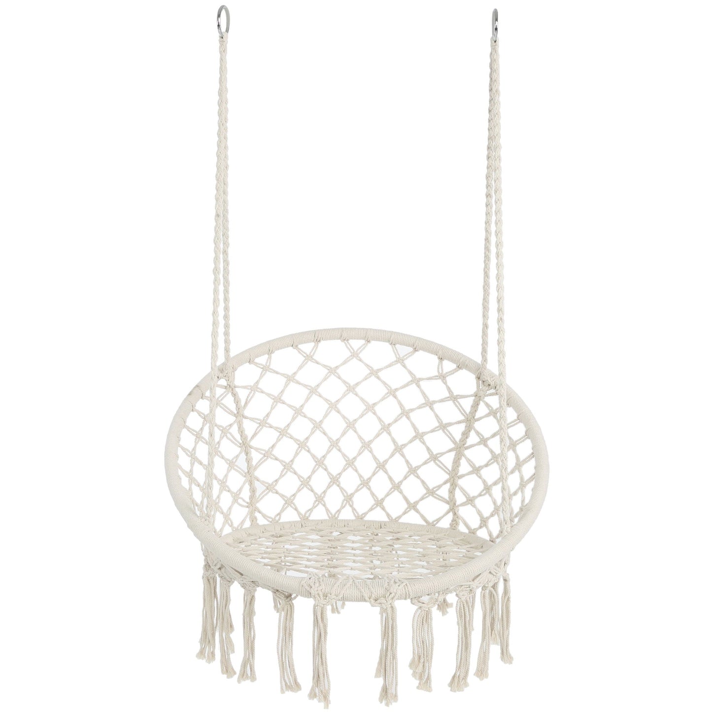 Macrame Hanging Hammock Chair, Rope Swing For Indoor And Outdoor Use