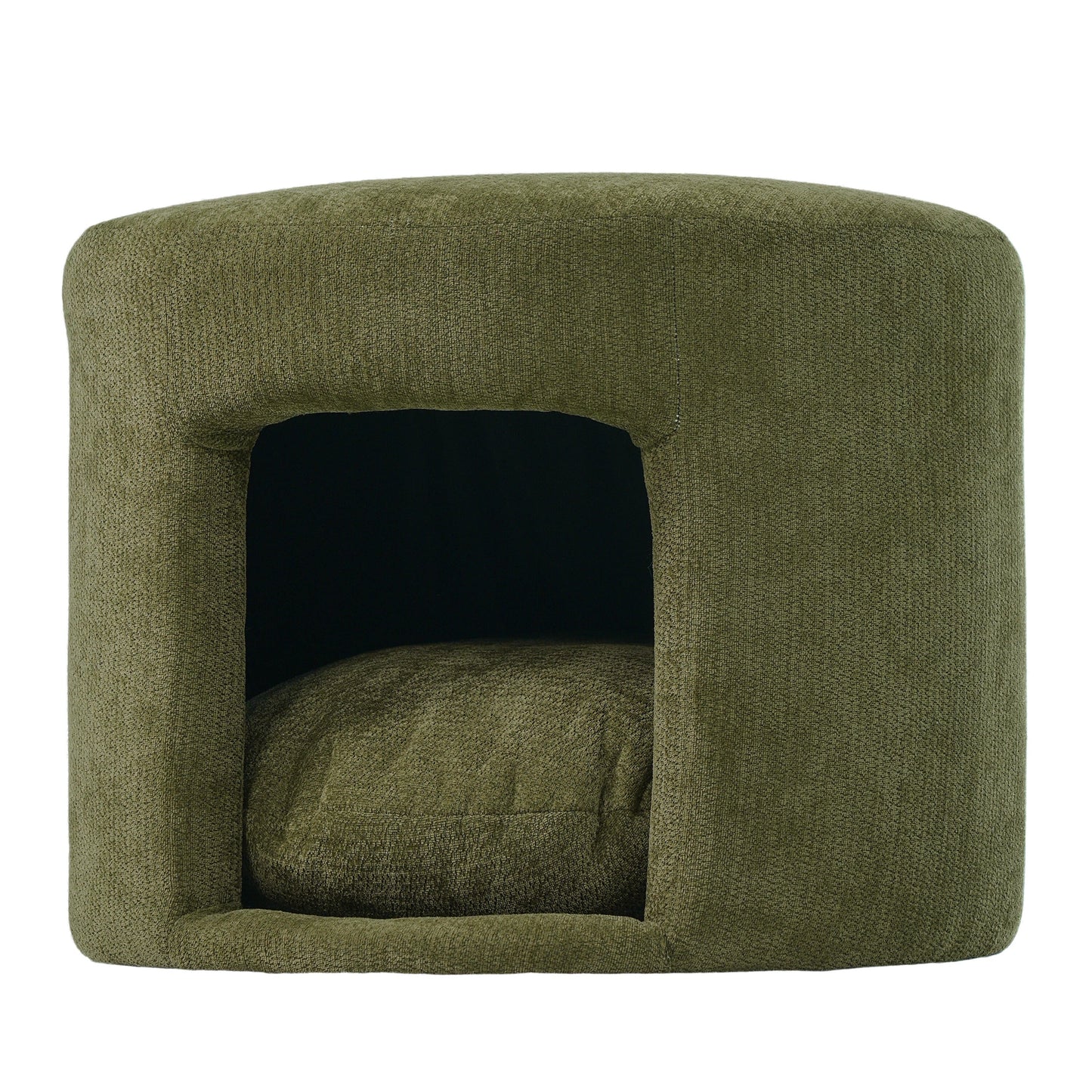 Green Pet Friendly Ottoman with Removable Pet Cushion and Hidden Pet Nook