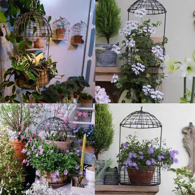 Iron Wire Birdcage Hanging Planter for Outdoor Garden