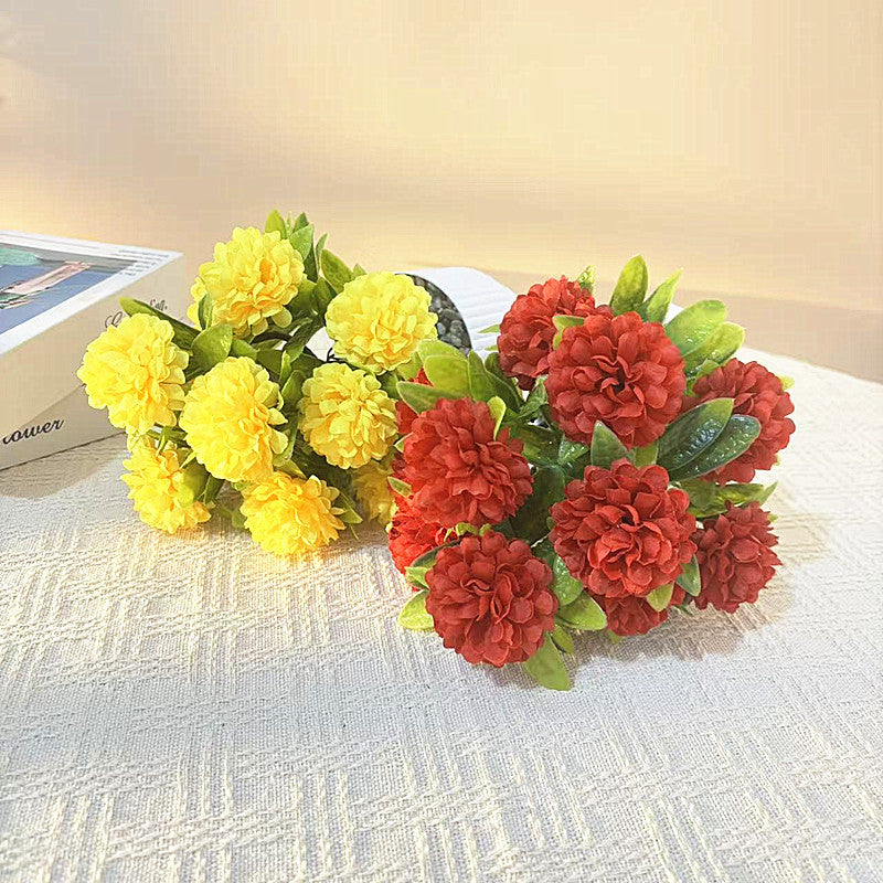 Artificial Chrysanthemum Bonsai with Stone Base