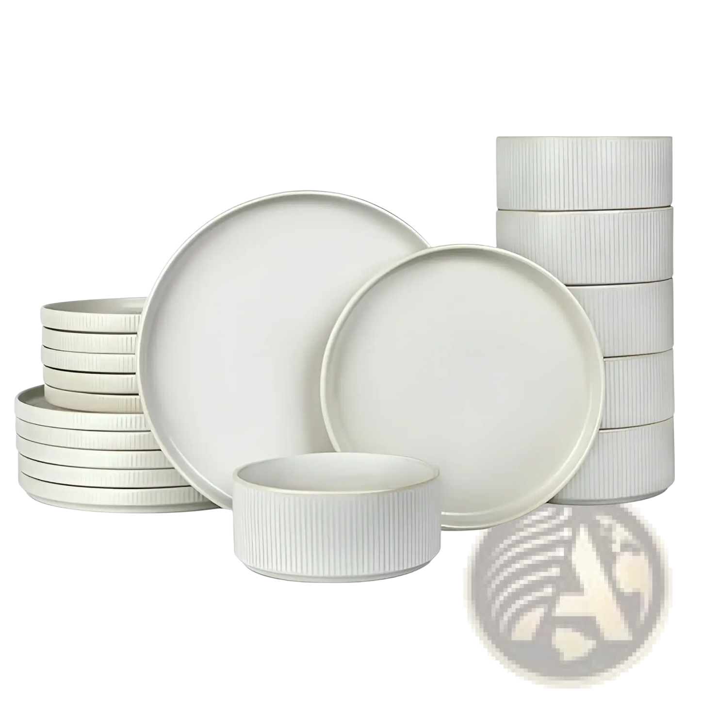 Ceramic Dinnerware Set 16 Piece Vintage Embossed White