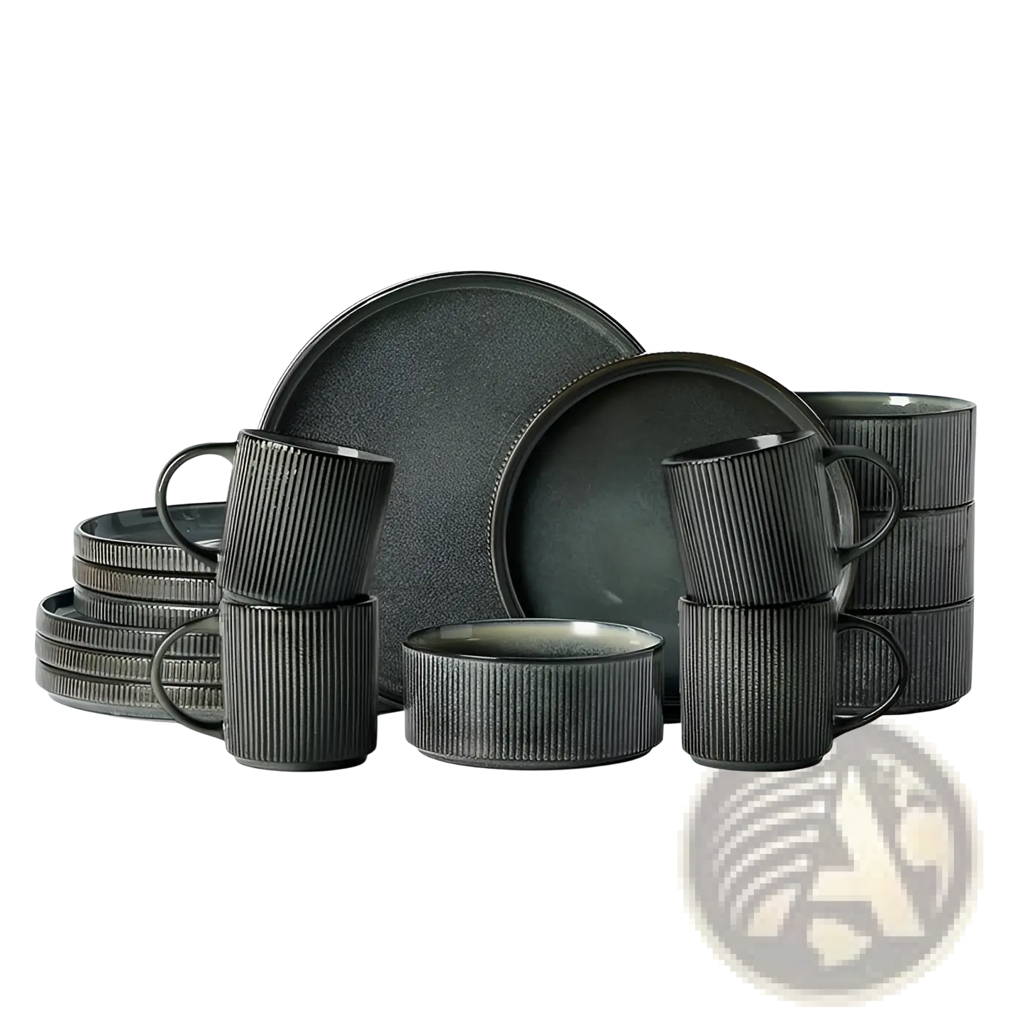 Ceramic Dinnerware Set 16 Piece Vintage Embossed White