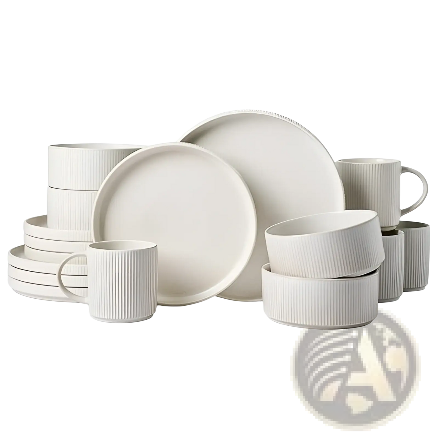 Ceramic Dinnerware Set 16 Piece Vintage Embossed White