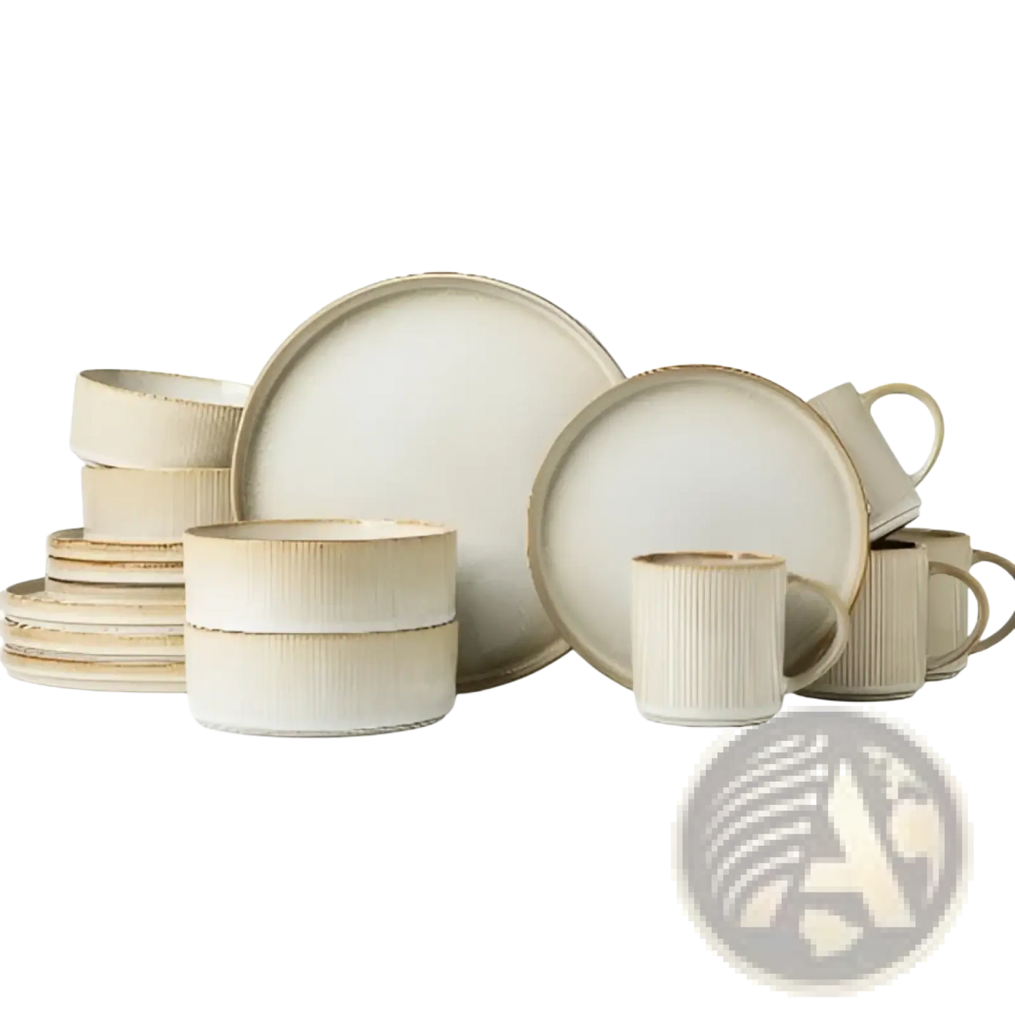 Ceramic Dinnerware Set 16 Piece Vintage Embossed White