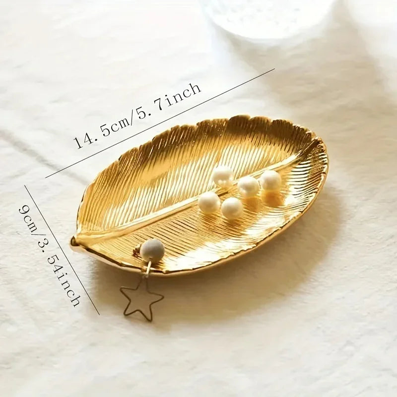 Ceramic Leaf-Shaped Jewelry Dish & Decorative Tray - Elegant Leaf Suitable for Jewelry Display, Keys, - Decorative Tabletop Centerpiece for Entryway, Living Room, Bedside, Jewelry Trays