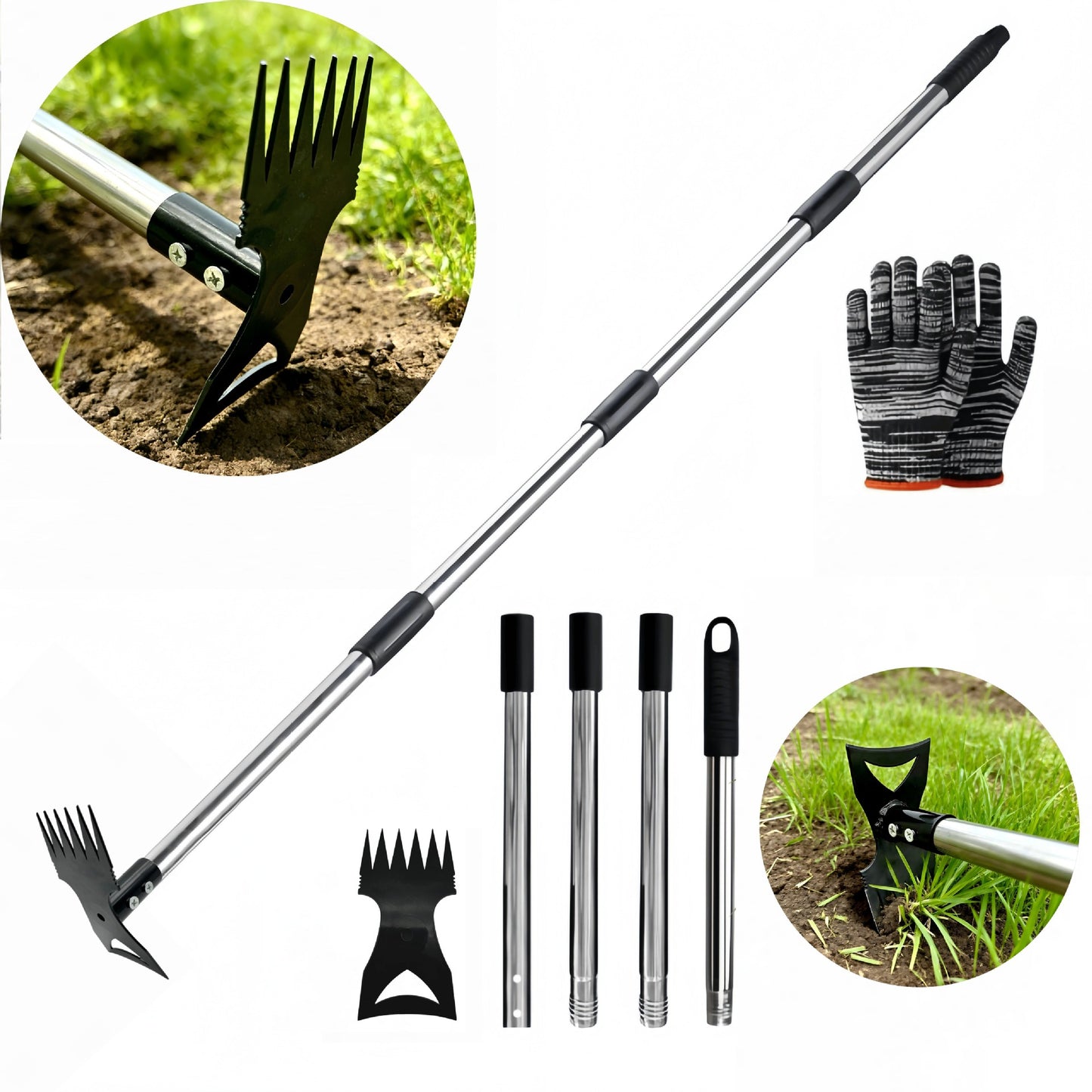 All-Steel Dual-Purpose Hoe, Weeding Shovel, Household Garden Pointed Rake, Dual-Purpose Small Hoe, Multi-Functional Hoe