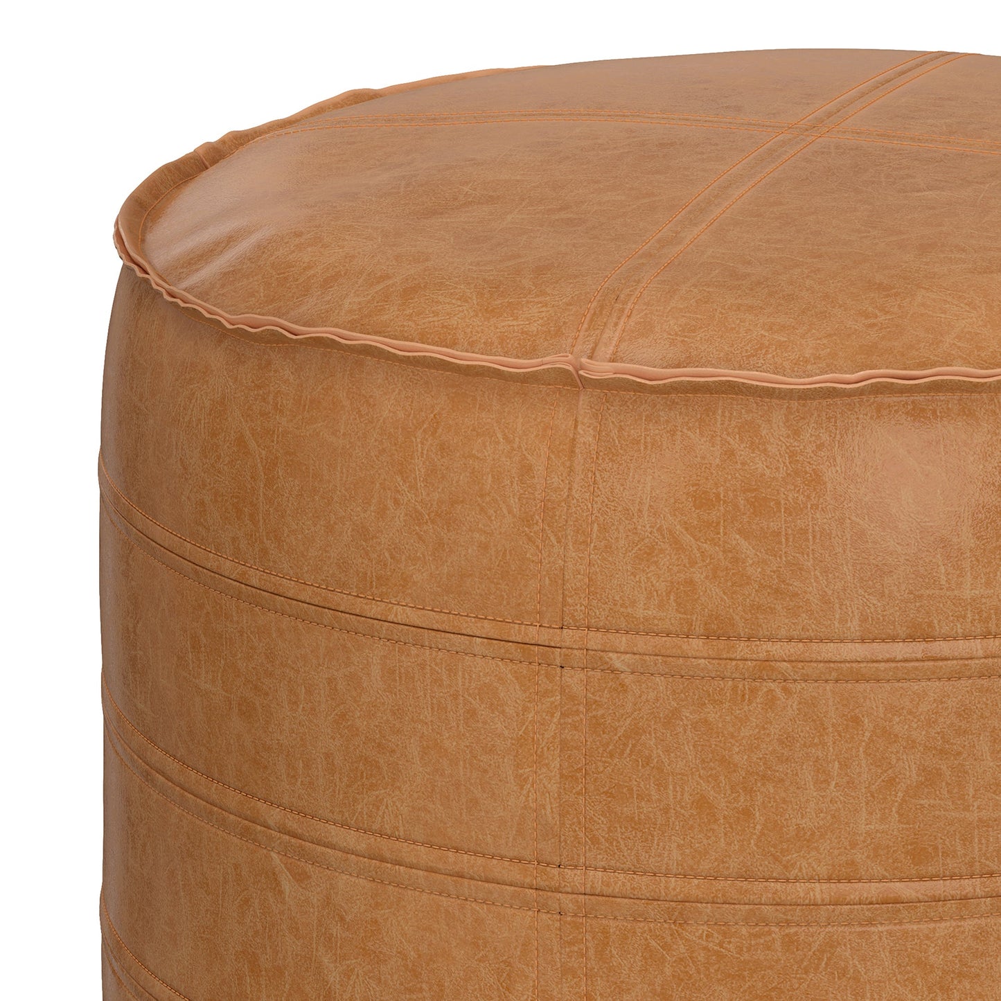 Brody 20 Inch Wide Round Pouf in Distressed