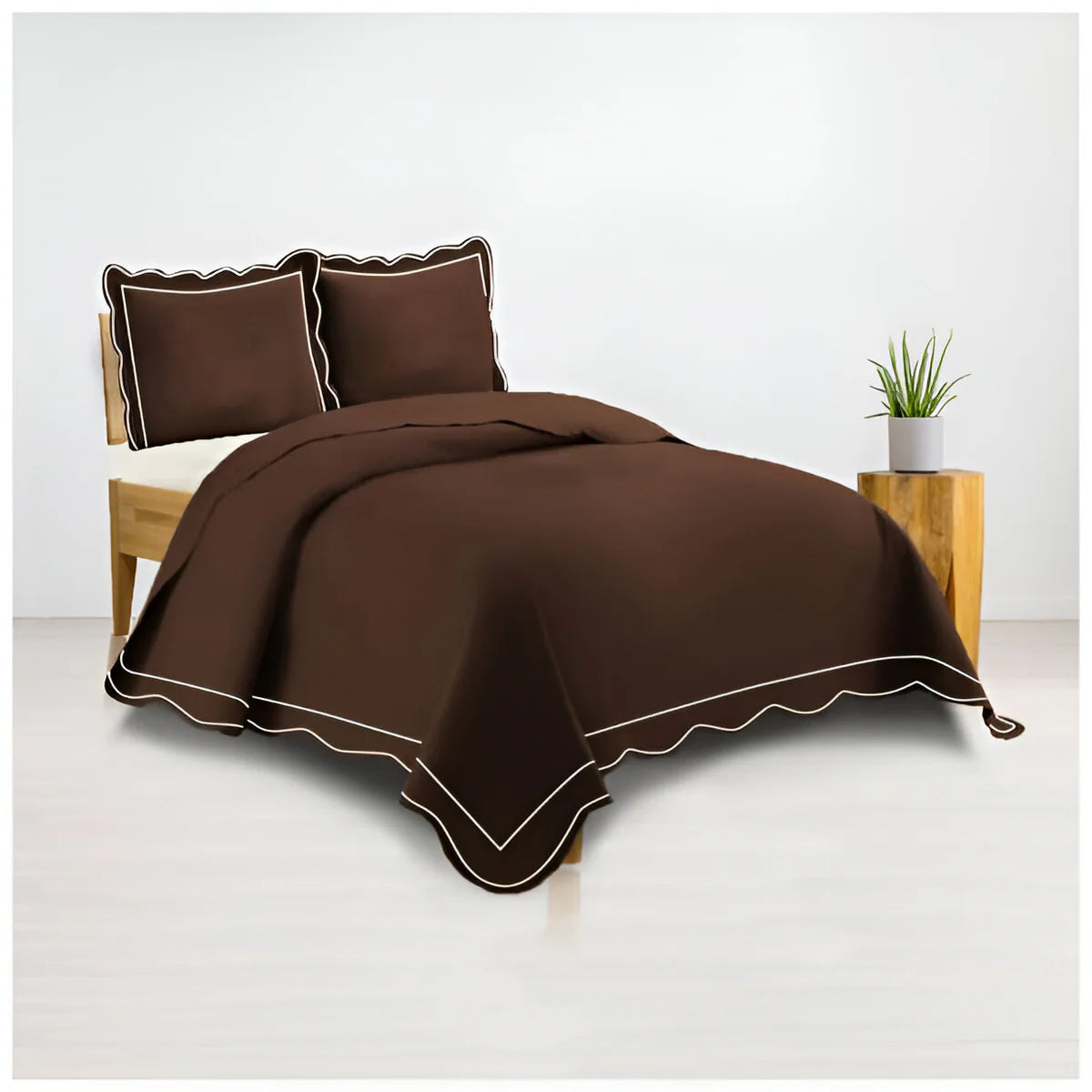 400TC Luxurious Wavy Embroidery & Border Cotton Sateen Duvet Cover Set