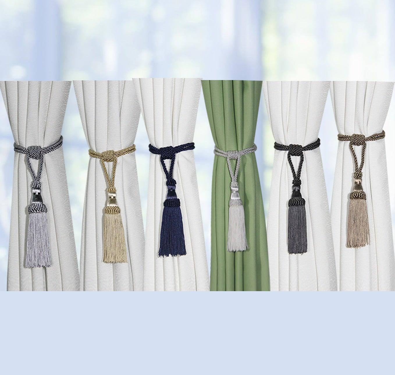 Curtain Tiebacks Tassel Curtain Clips Rope Curtain Tie Backs Holdbacks Decorative  Curtain Holder Accessories For Drape Curtain Holdbacks Braided Buckle Home Decorative Window Drapery Ball Tassels Tieback 50cm