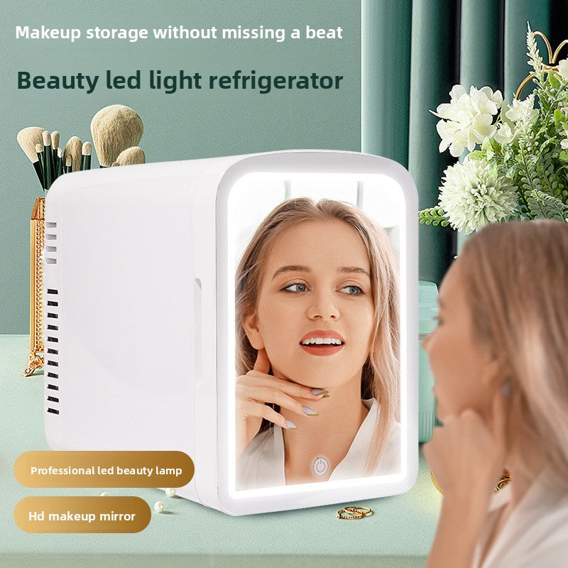 Mini Car Refrigerator with LED Mirror and Temperature Control