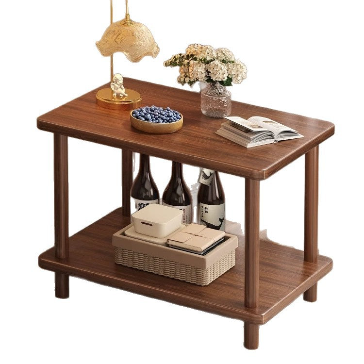 Rectangular Solid Wood Side Table with Storage