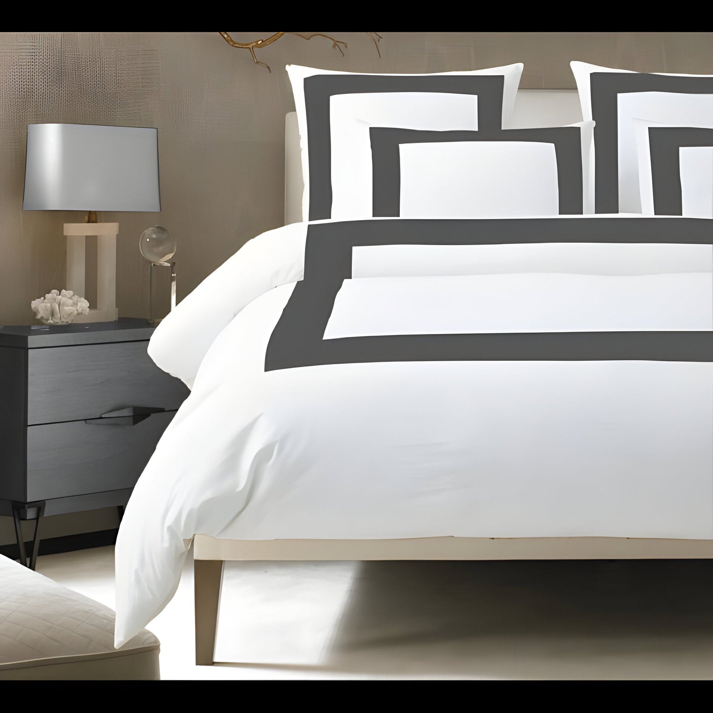400TC Cotton Sateen Border Frame Duvet Cover Set