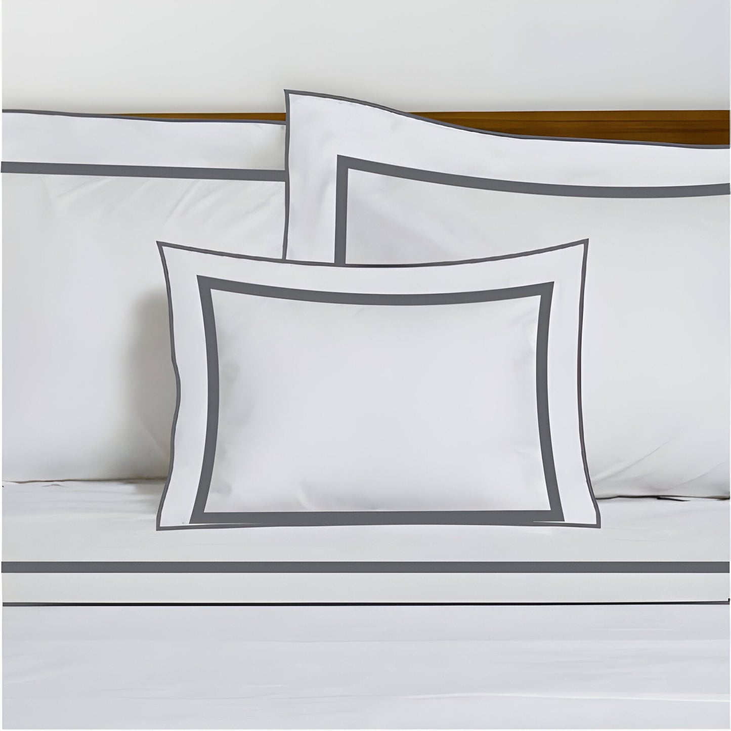 400TC Embroidery & Border Cotton Sateen Solid Duvet Cover Set