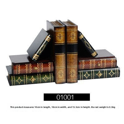 European-style vintage imitation bookshelf wooden book holder ornament