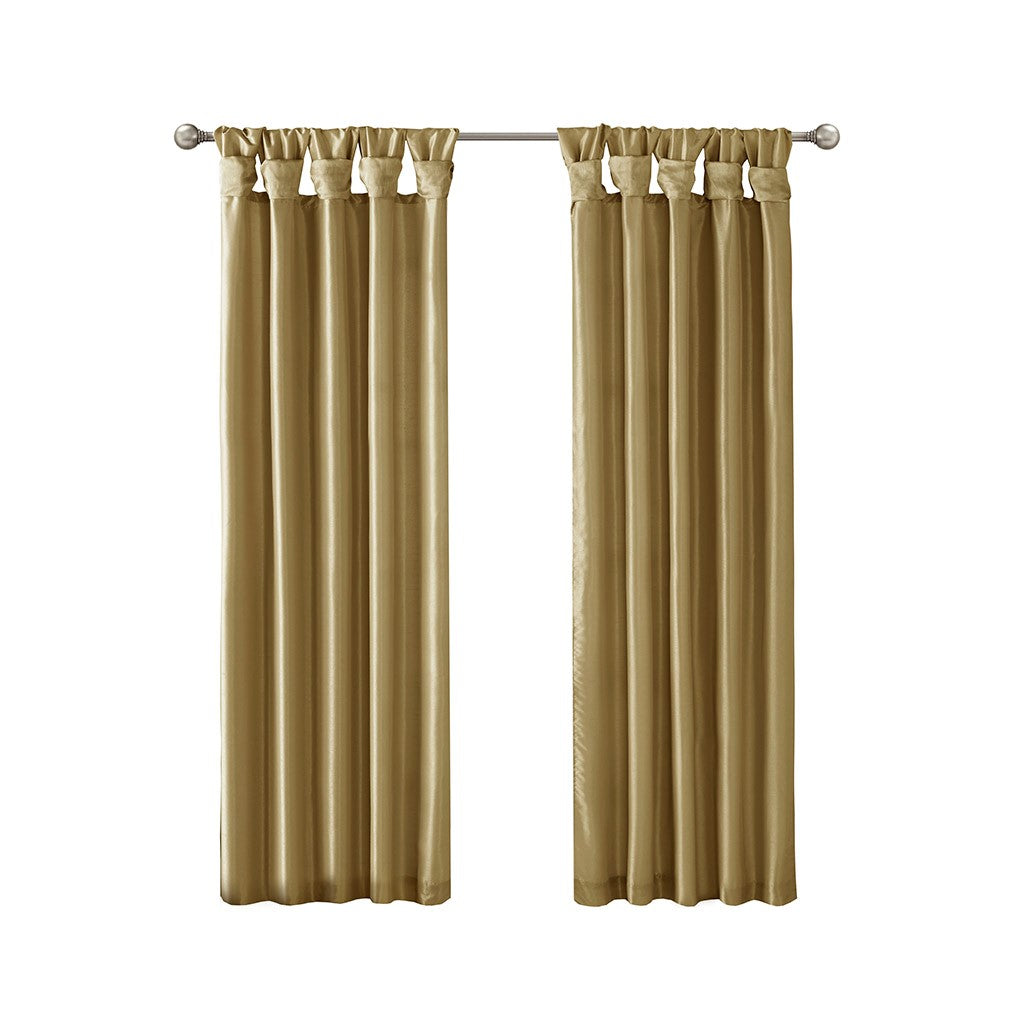 Twist Tab Lined Window Curtain Panel - Bronze