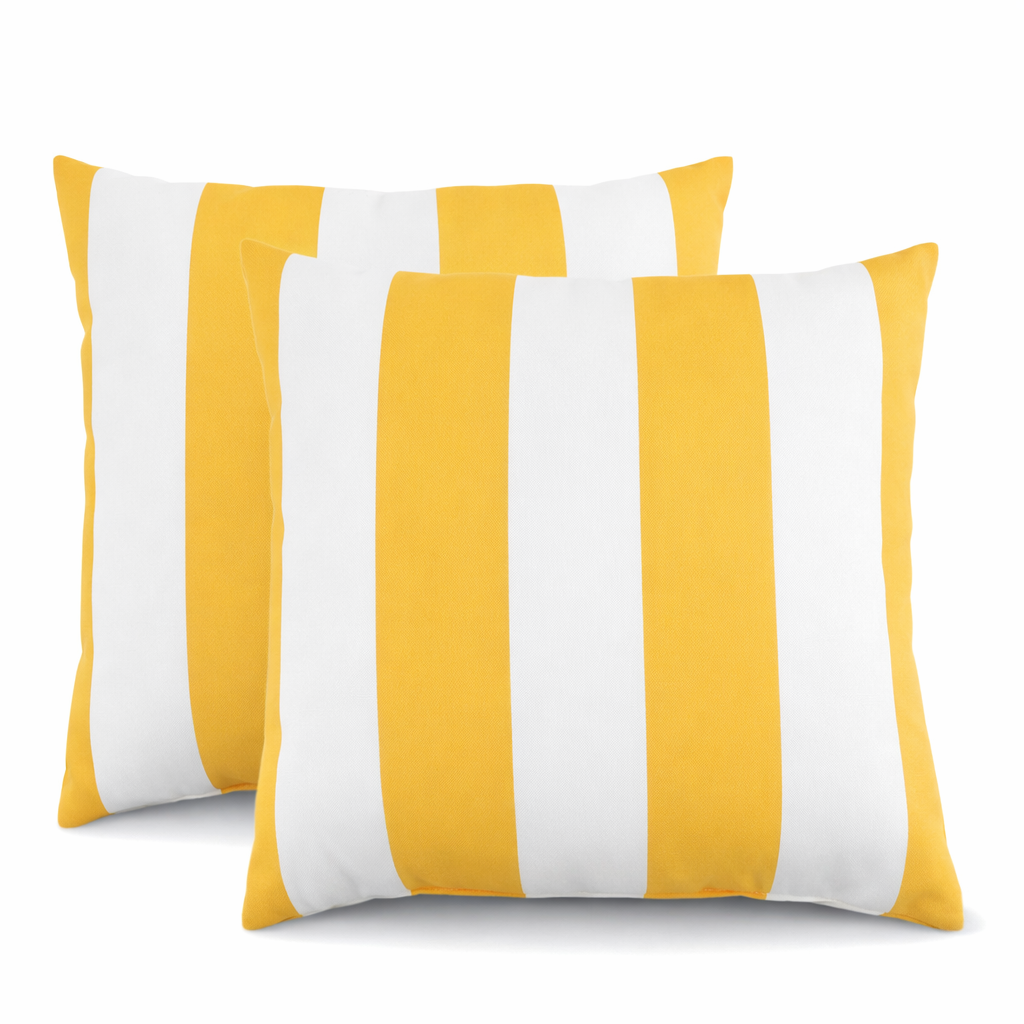 2 Pack Outdoor Throw Pillows in Yellow/White