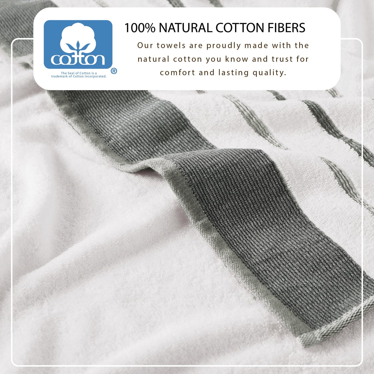 Decorative Cotton Stripe Bath Towel Set - Noelle Collection