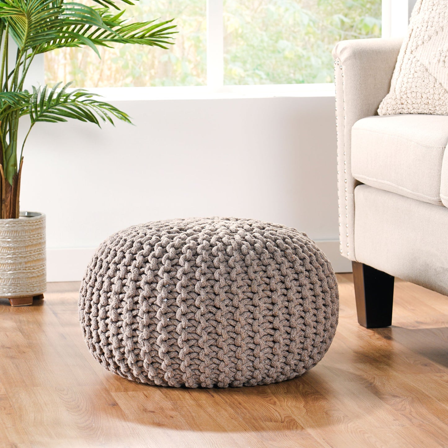 Moro Knitted Cotton 20 x 20 Round Pouf