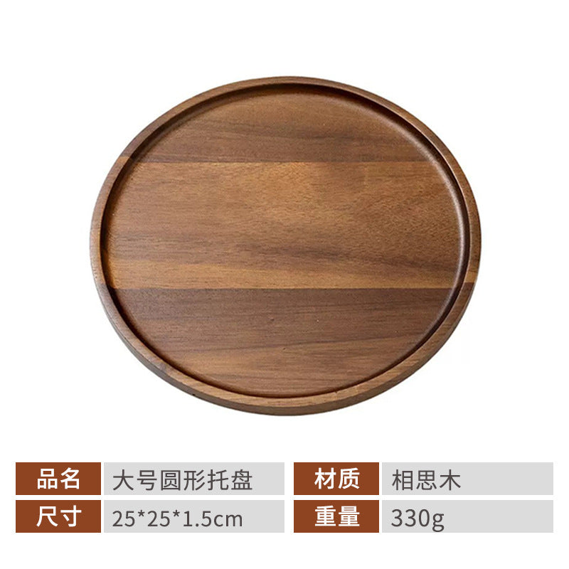 Acacia Wood Tray Japanese-Style Tea Tray Household Solid Wood Dinner Plate Rectangular Coaster Wooden Tray Coffee Shop Cake Candy