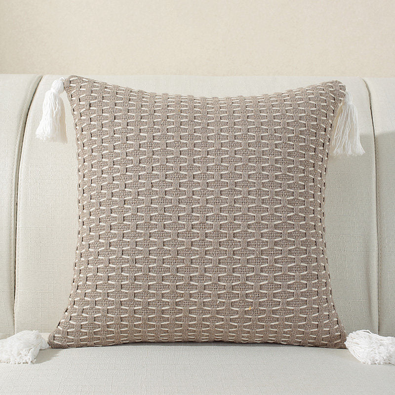 Cotton Linen Decorative Pillow and Lumbar Support Cushion