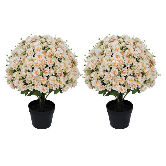 Artificial Snow Lotus Potted Plant, Artificial Floral Decor For Indoor & Outdoor Spaces - White / Pink