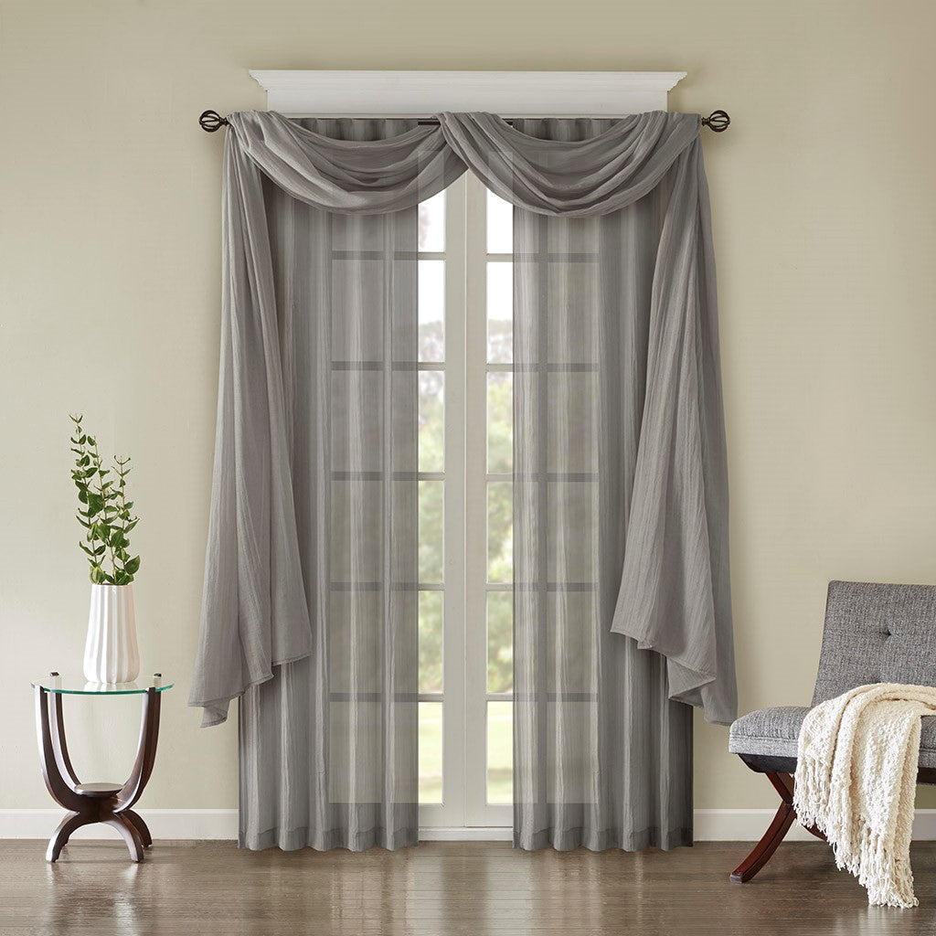 Solid Crushed Curtain Panel Pair (2 Pcs)
