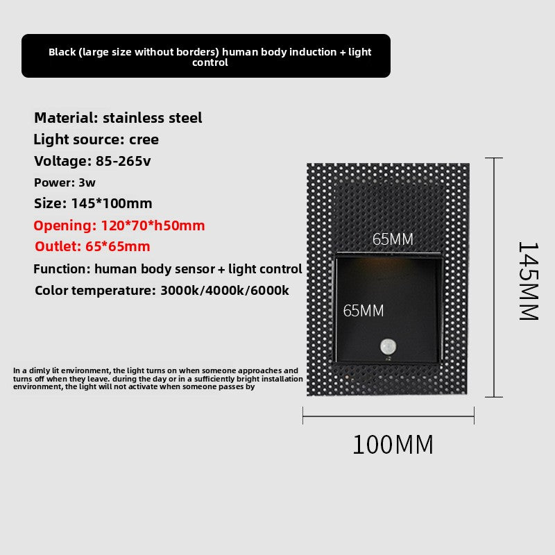 Frameless Step Light with Human Sensor