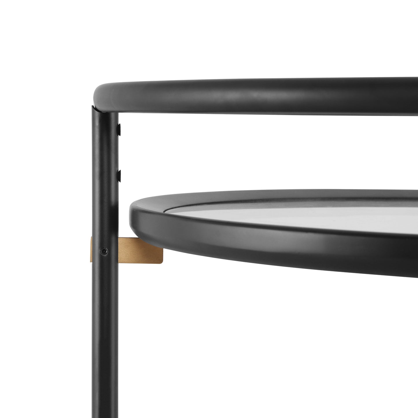 Modern Round Bar Cart with Tempered Glass Shelves