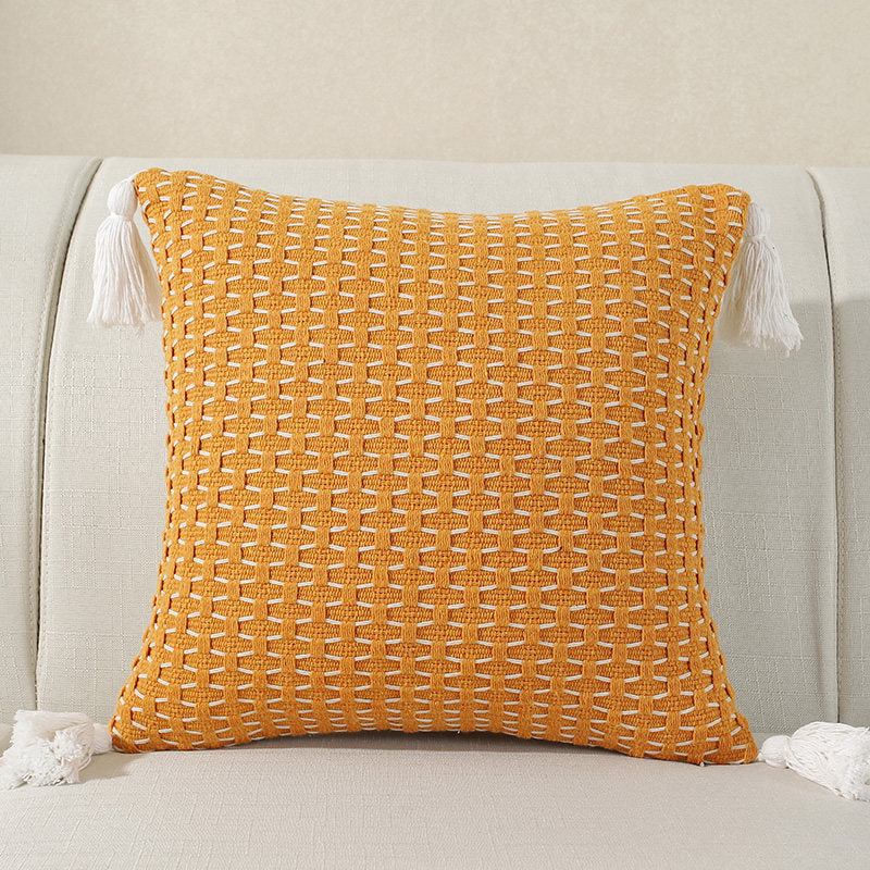 Cotton Linen Decorative Pillow and Lumbar Support Cushion