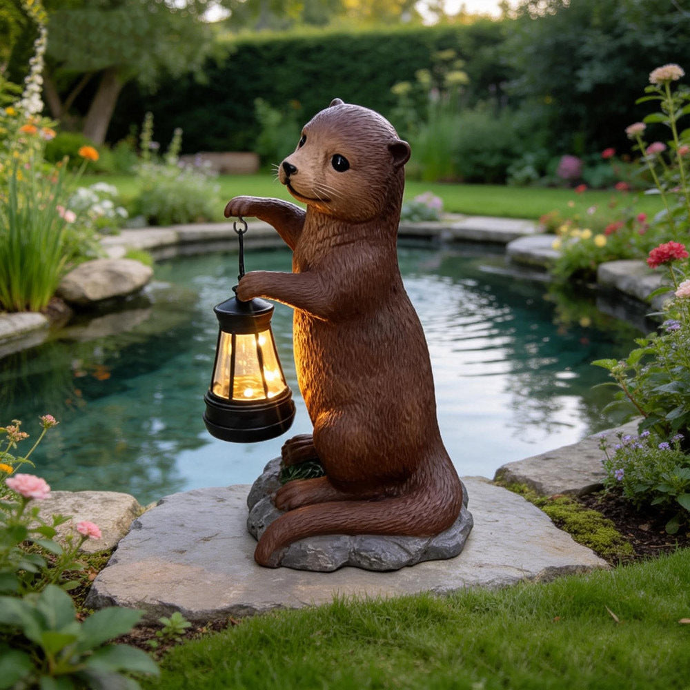 Realistic Otter Solar Light for Outdoor Garden Decoration