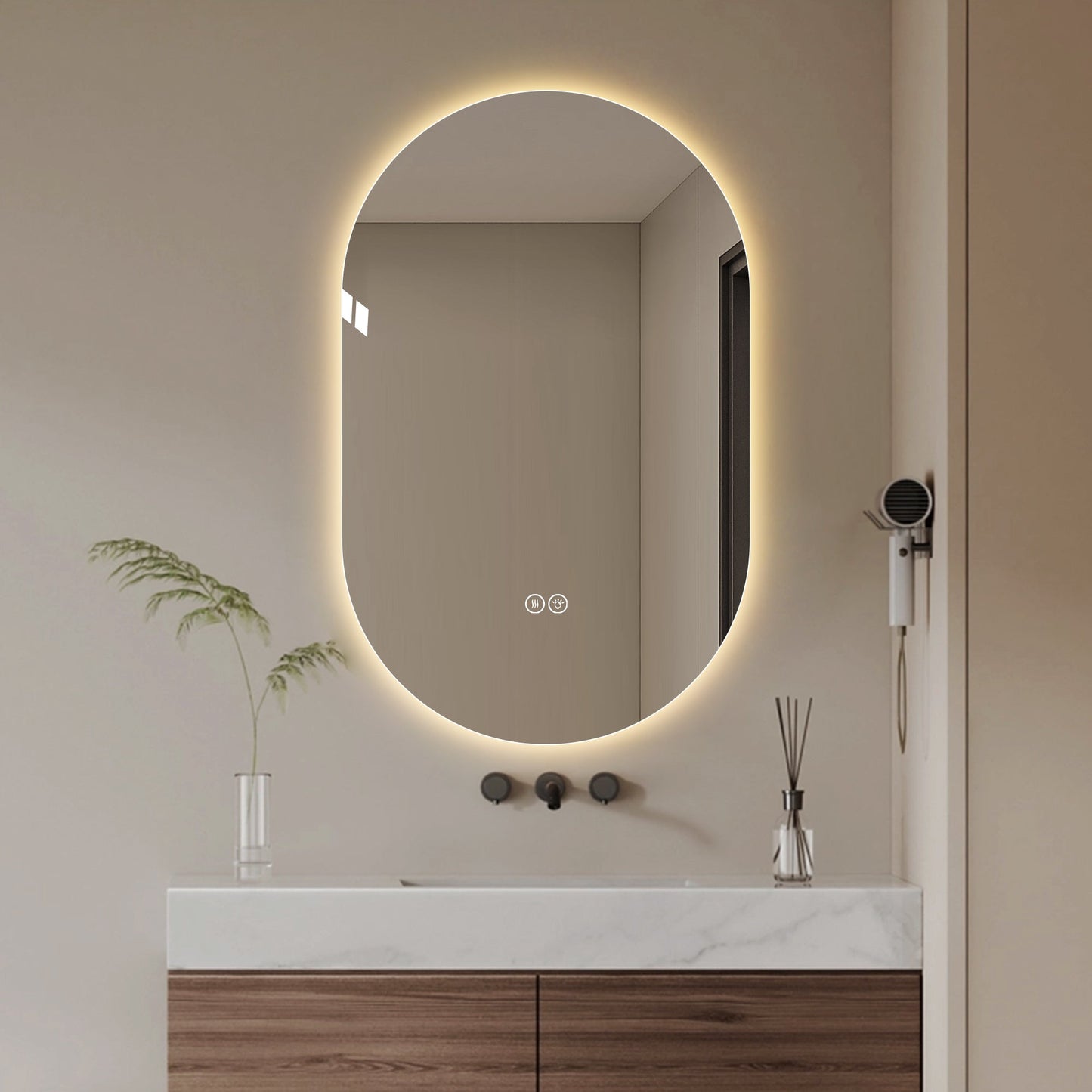 48*30 Inch Smart Wall Mounted LED Bathroom Mirror