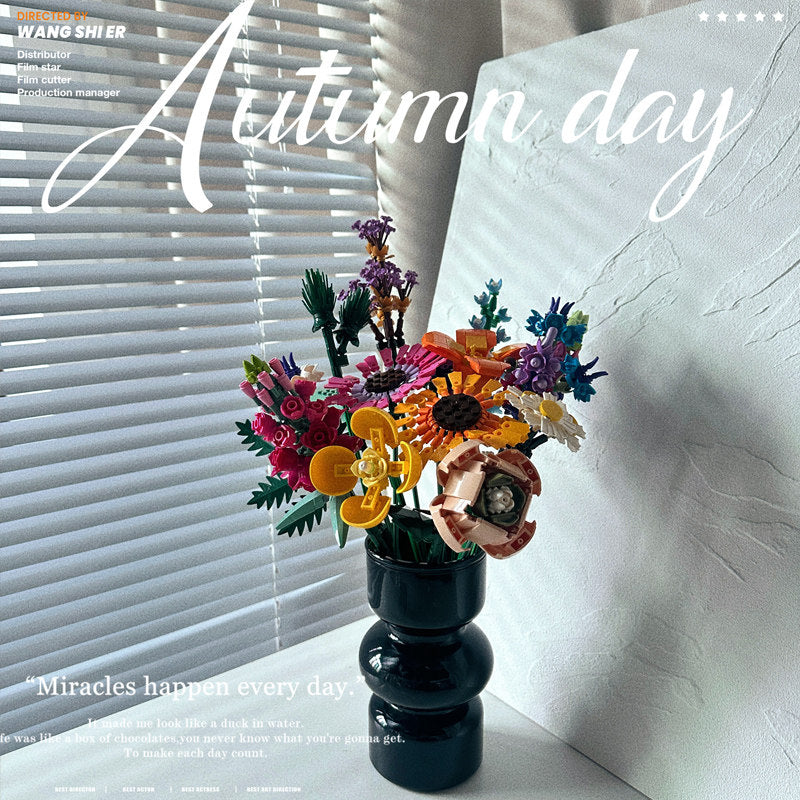 Eternal Flower Building Blocks Set with Vase