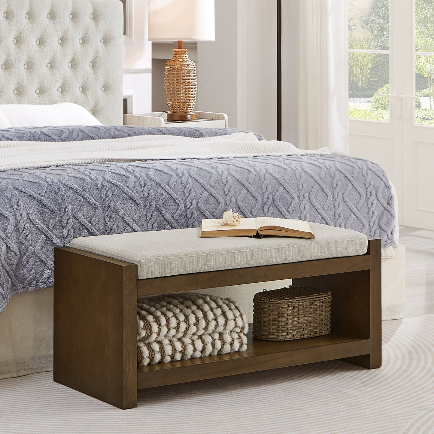 40" Accent Bench with Lower Shelf Shoe Rack