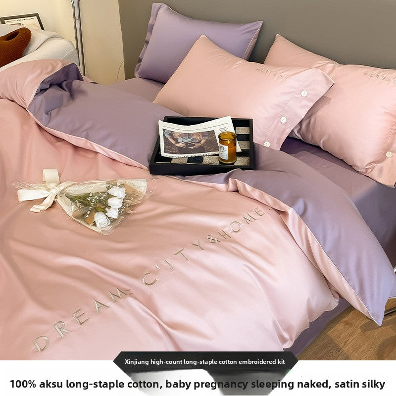 A four-piece set for a long-staple cotton bed
