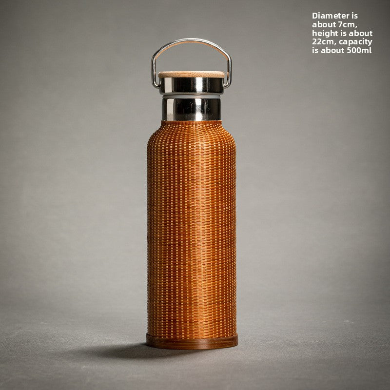 Handwoven Bamboo Stainless Steel Thermos Cup