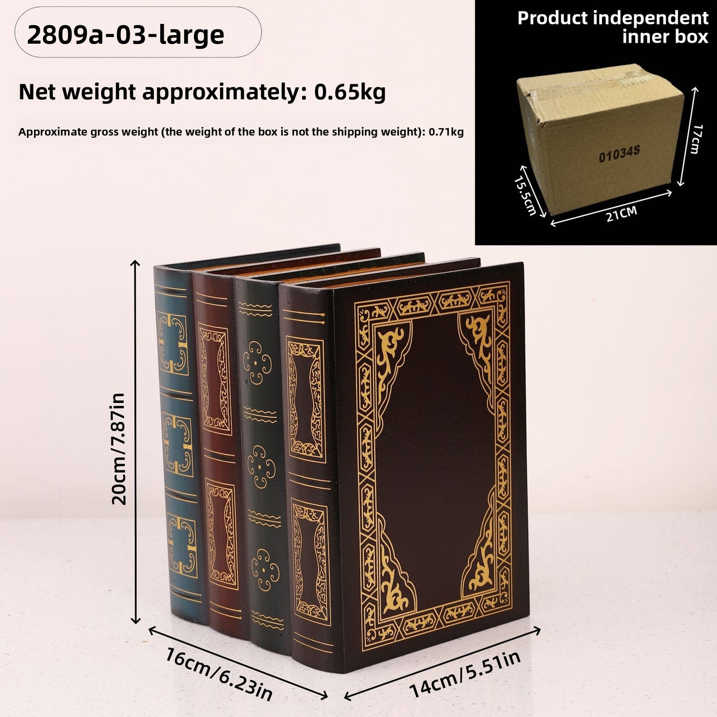European Style Retro Fake Book Storage Box Decor