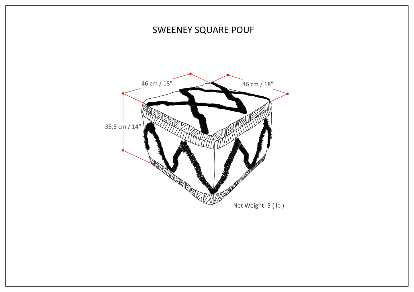 Sweeney 18 Inch Wide Square Pouf