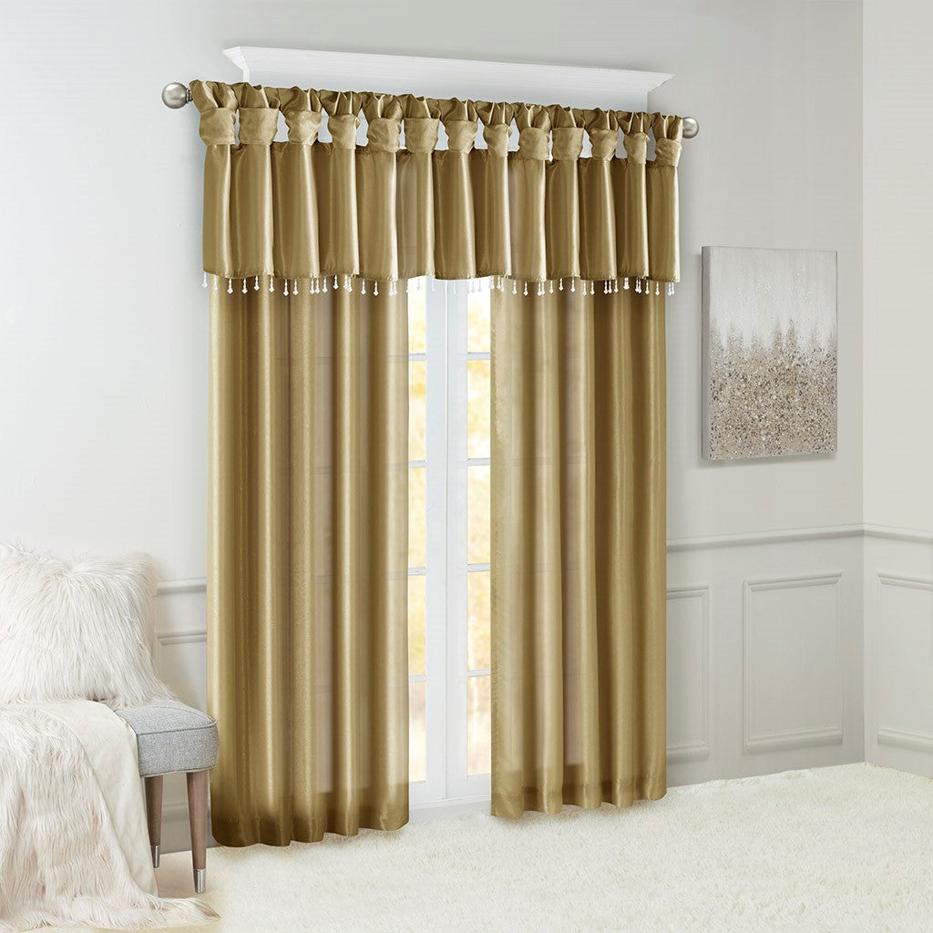 Twist Tab Lined Window Curtain Panel - Bronze