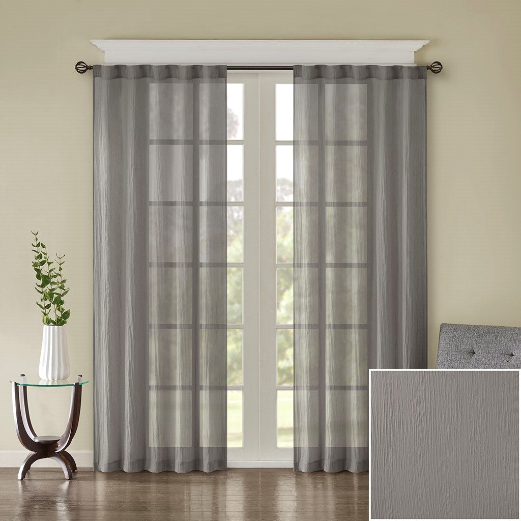 Solid Crushed Curtain Panel Pair (2 Pcs)