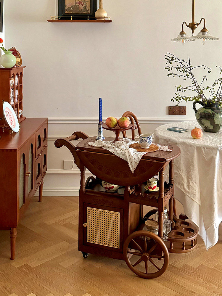 Vintage Teak Mobile Coffee Table with Storage