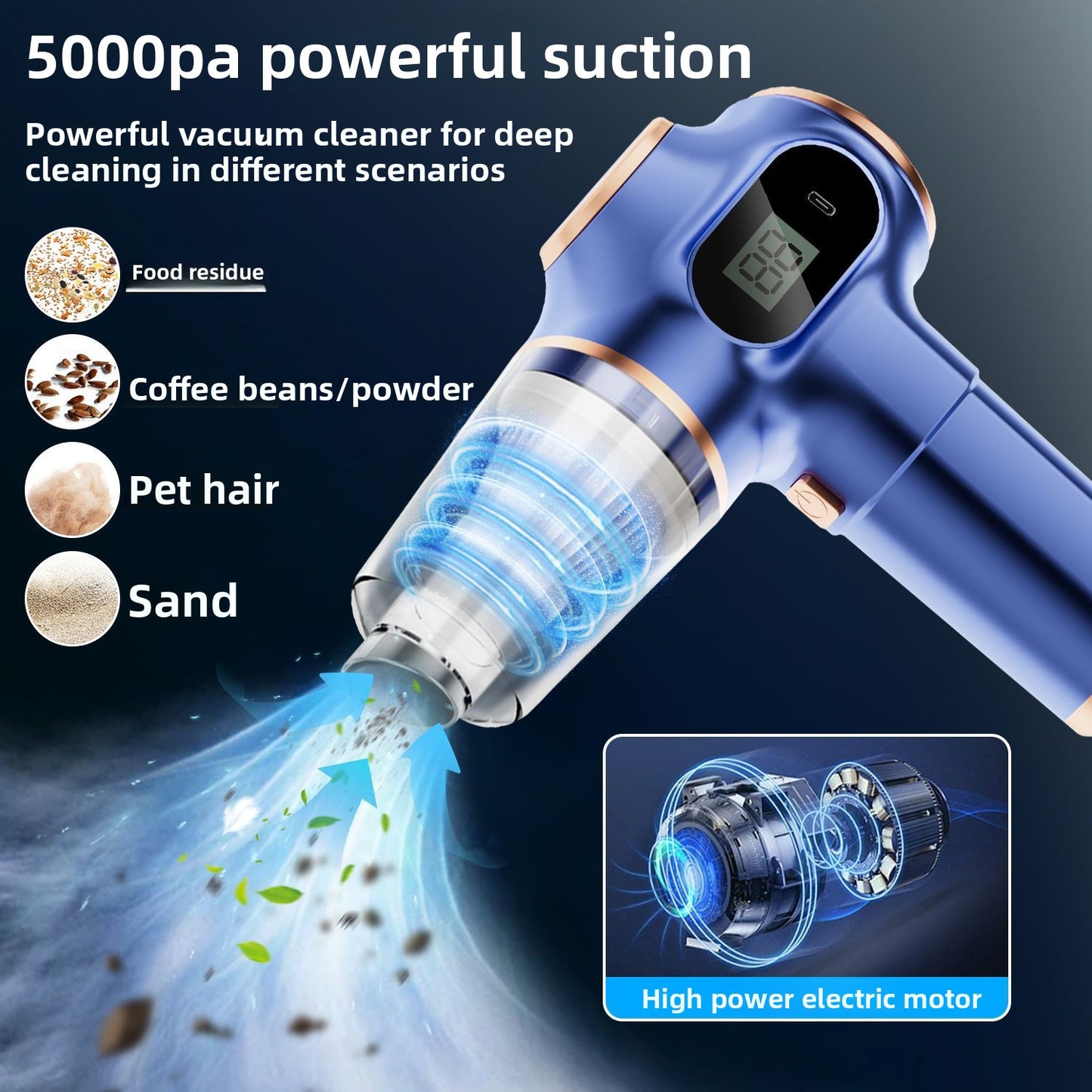 Wireless portable high-suction vacuum cleaner