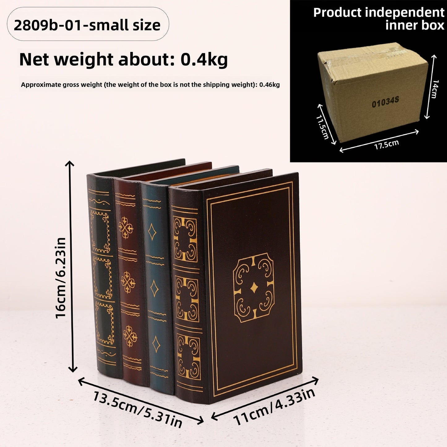 European Style Retro Fake Book Storage Box Decor