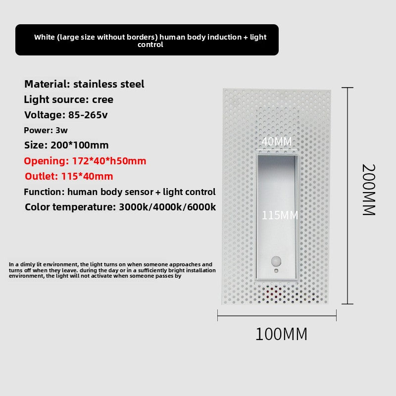 Frameless Step Light with Human Sensor