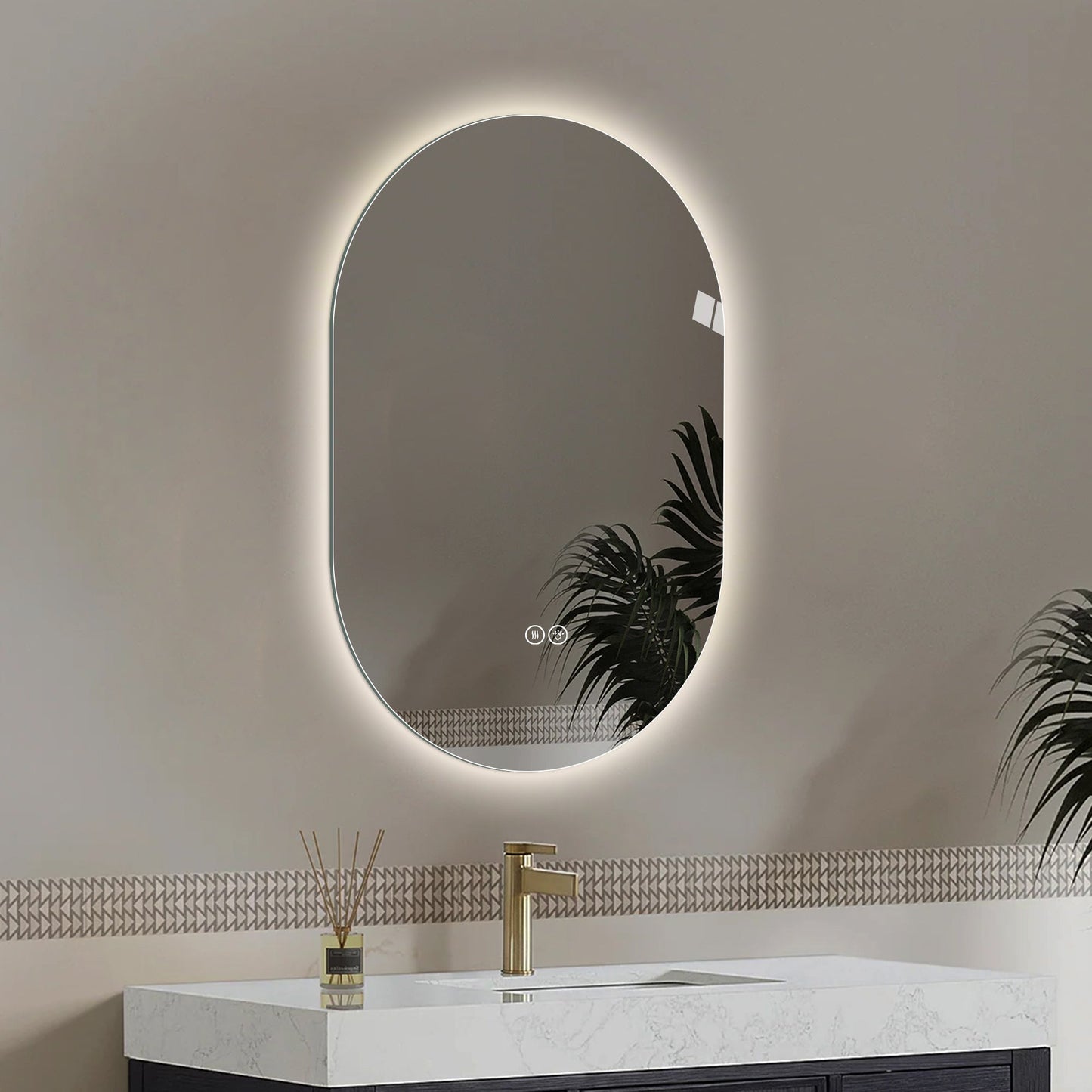 48*30 Inch Smart Wall Mounted LED Bathroom Mirror
