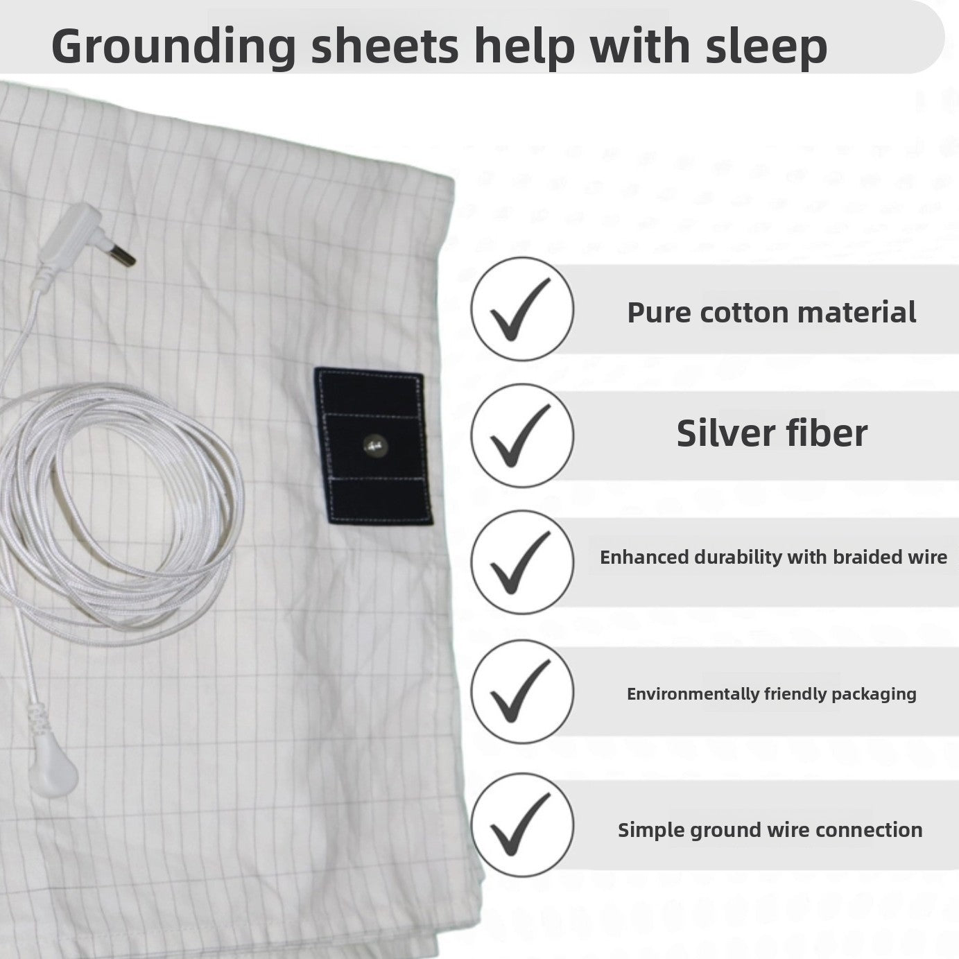 White Silver Fiber Grounding Bed Sheet