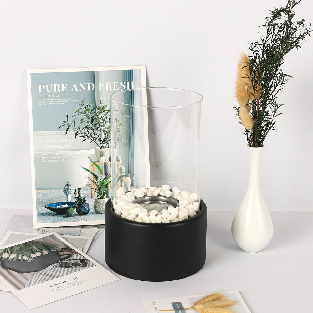Desktop Glass Ethanol Fireplace Lamp for Indoor Ambiance