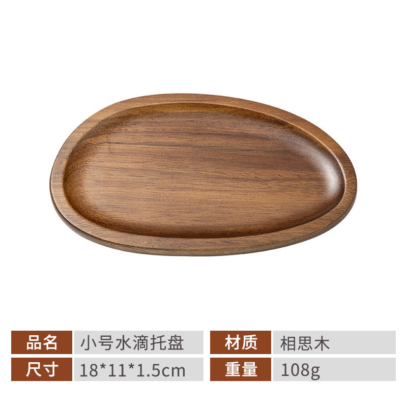 Acacia Wood Tray Japanese-Style Tea Tray Household Solid Wood Dinner Plate Rectangular Coaster Wooden Tray Coffee Shop Cake Candy