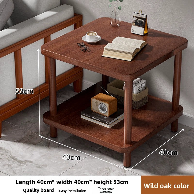 Rectangular Solid Wood Side Table with Storage